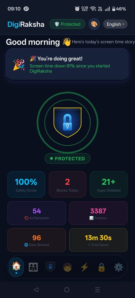 DigiRaksha app home screen
